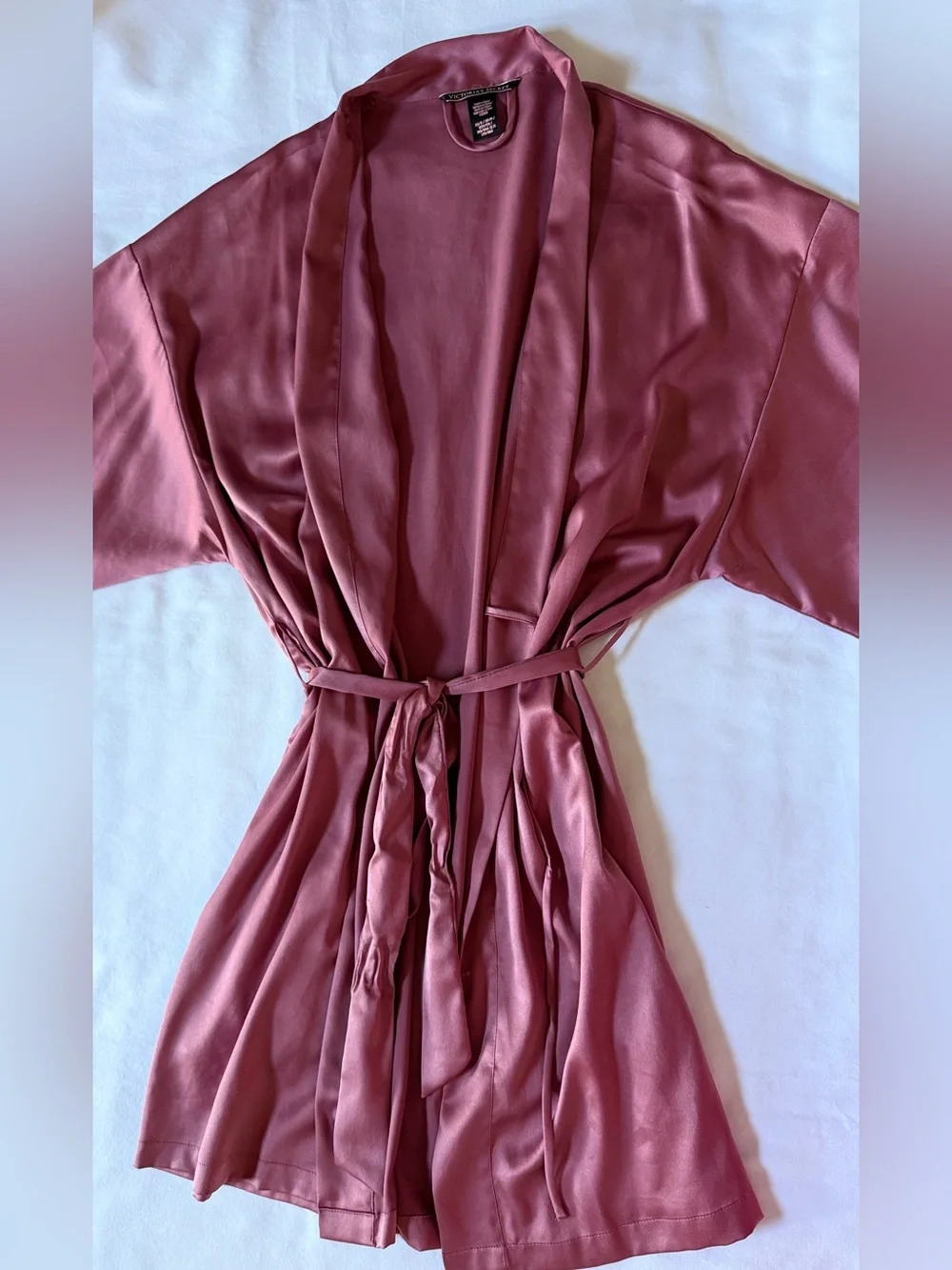 Victoria’s Secret Satin Kimono Robe XS/S Dusty Mauve Tie Waist